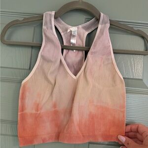 Free People Tie-Dye Ribbed Crop Tank - Pink & Orange